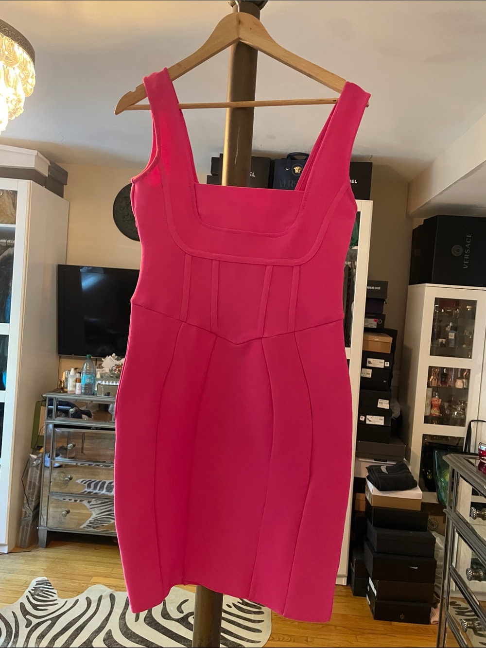 AKIRA Hot Pink Square-Neck Mini Sheath Dress. Used ounce 💗